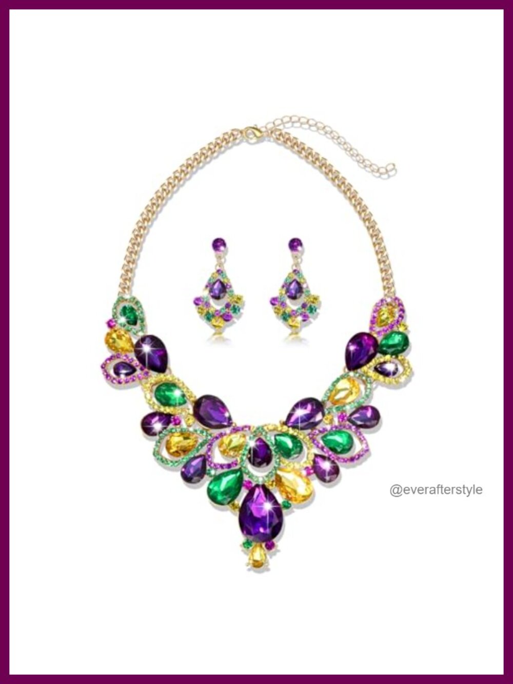 Rhinestone Crystal Beaded Choker Necklace Statement Chunky Collar Mardi Gras